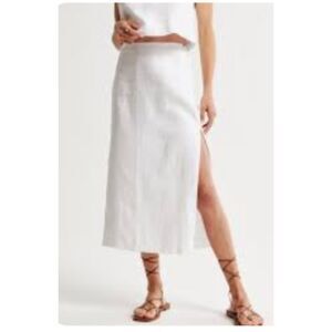 Abercrombie & Fitch White Linen Midi Skirt